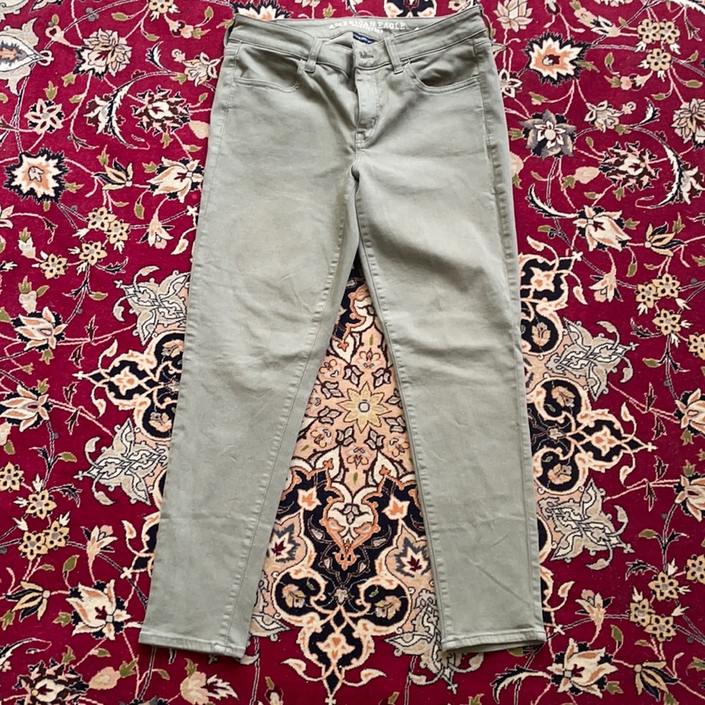 Light olive green skinny jeans